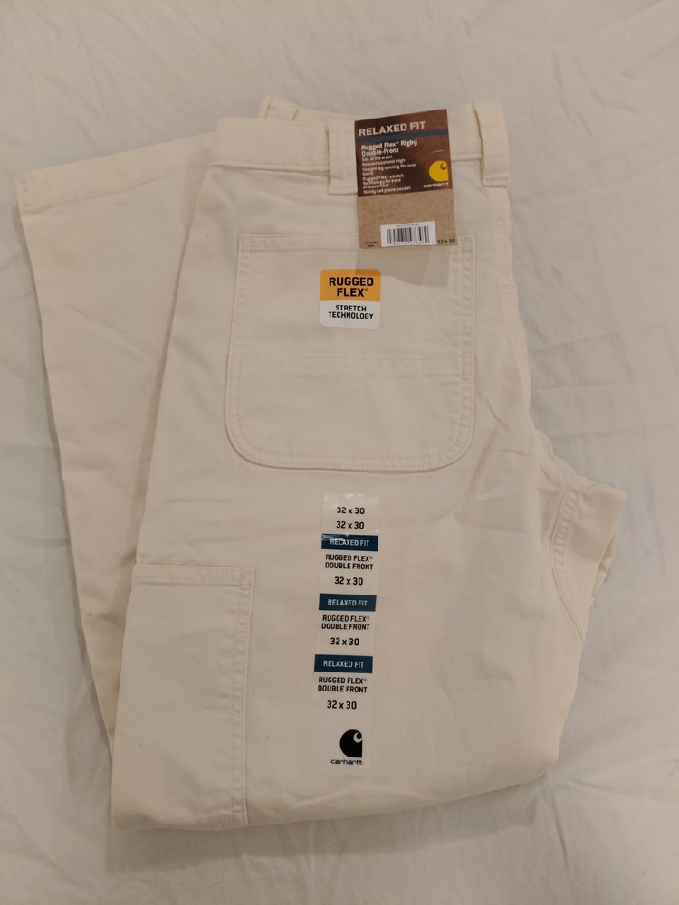 Carhartt Pants Mens 32x30 White Rugged Flex Double Knee 102802
