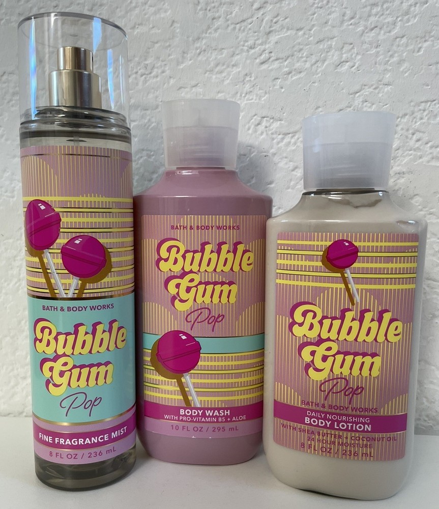 Bath & Body Works Bubble Gum Pop 3-Piece Set with Body Mist, Lotion & Wash