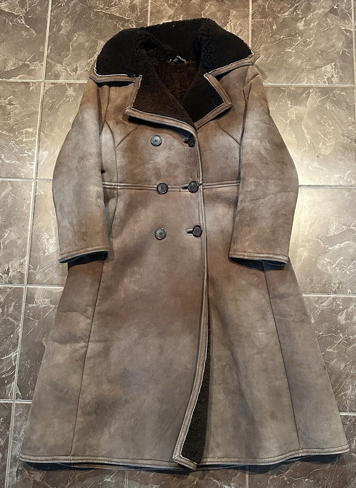 Vintage Antartex Brown Lambskin Full Length Coat Very Nice Size S