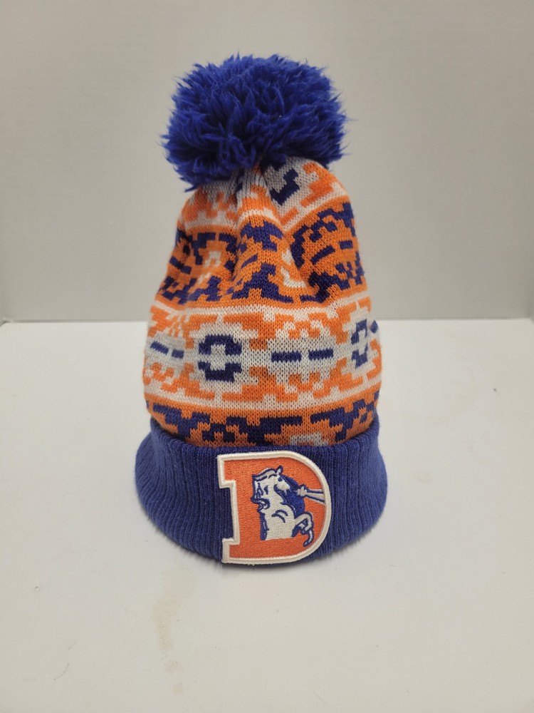 Denver Broncos Beanie Hat Cuffed Knit Cap Pom Orange New Era D Logo