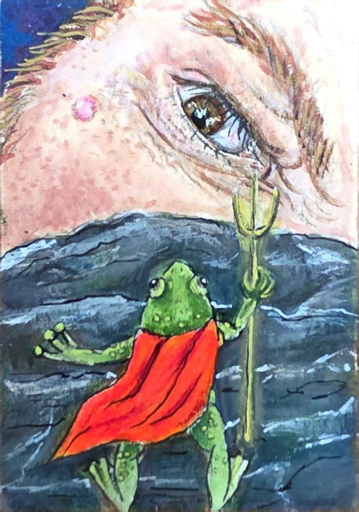 ACEO Original Frog Giant Fantasy Animal Adventure