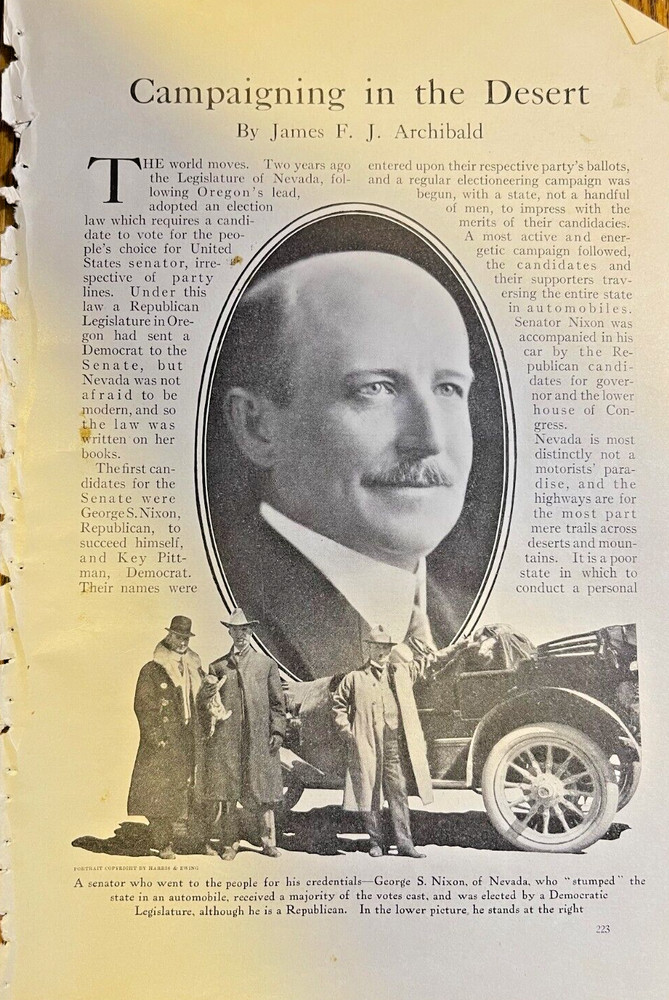 1911 George S. Nixon Nevada Senate Candidate