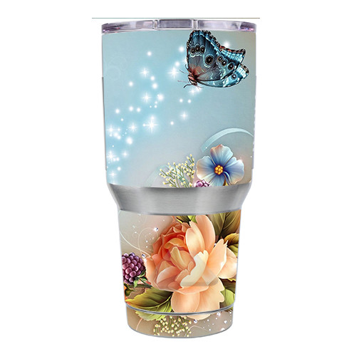 Skin Decal for Ozark Trail 30 oz Tumbler Cup (6-piece kit) / Sparkle Butterfly