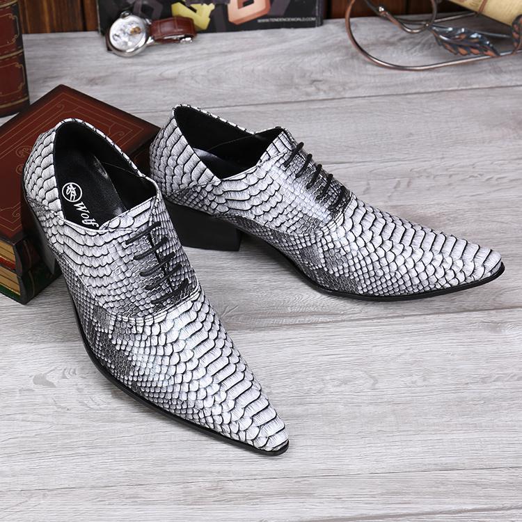 Men's Snakeskin Pattern Serpentine British Leather Dress Nightclub Shoes New