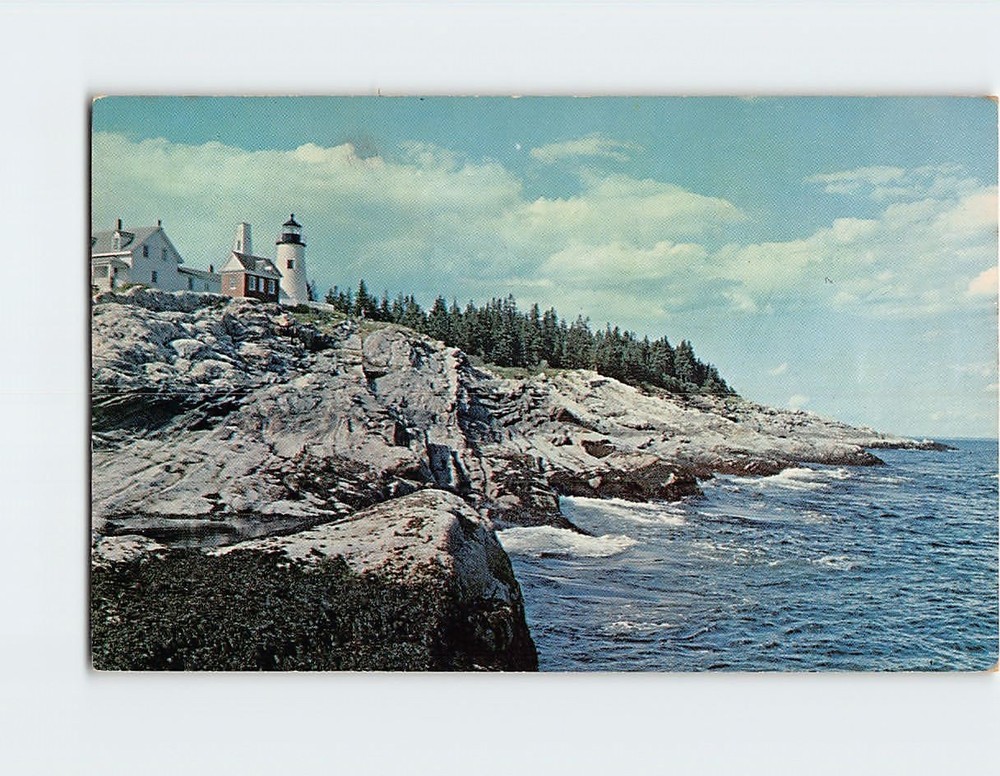 Postcard The famous lighthouse at Pemaquid Point Bristol Maine USA