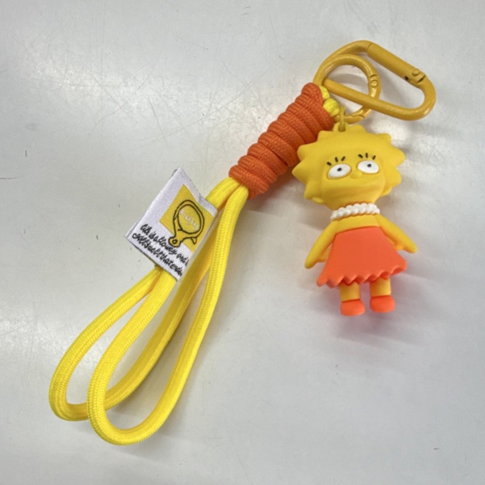 Lisa Simpson Plastic Detachable Keyring Keychain Yellow Orange Strap