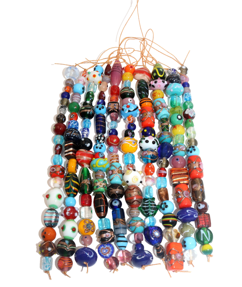 10 Strands Mixed style Lamp Work Glass Beads for jewelry making and decoration.