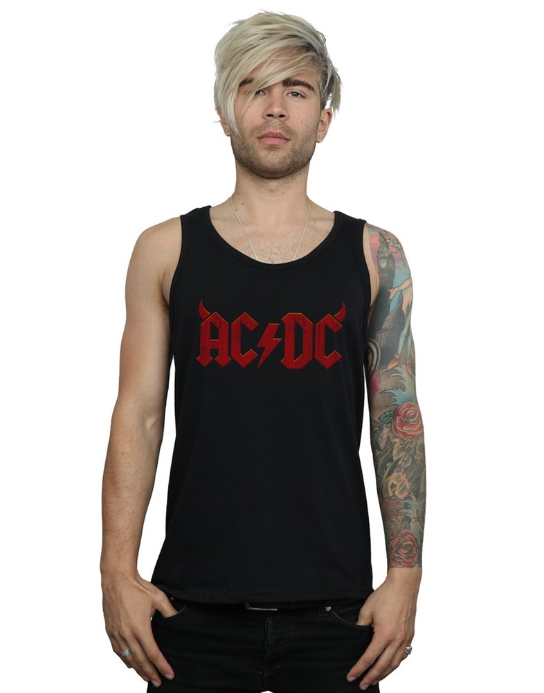 AC/DC Mens Horns Logo Sleeveless Muscle Tank Top  