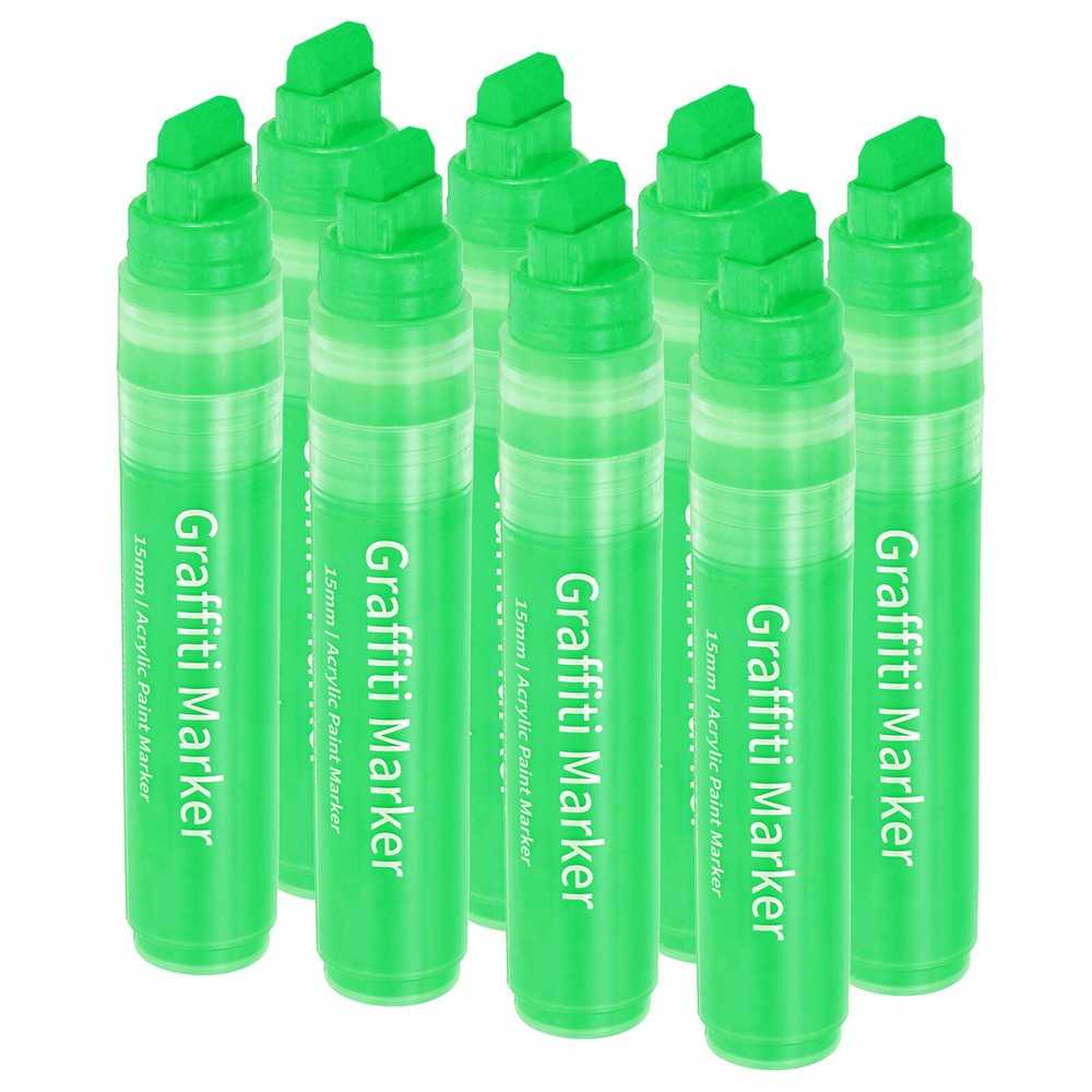 8 Pcs Graffiti Markers, 15mm Green Poster Markers Thick Acrylic Paint Pen