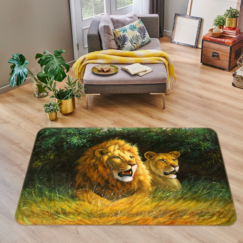 3D Hand Drawn Lion NAO4833 Game Rug Mat Elegant Photo Carpet Mat Fay