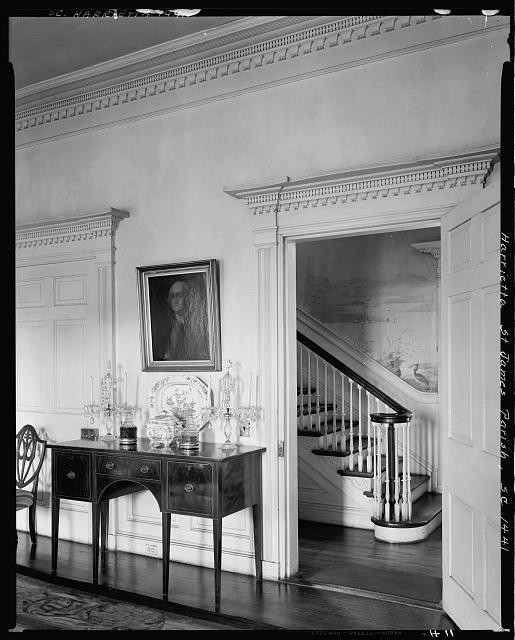 Photo:Harrietta McClellanville SC 1938 Interior Staircase Hallsideboard