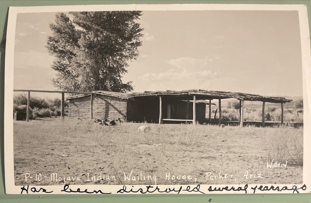 Rppc Mojave Indian Wailing House, Parker, Arizona Destroyed Real Photo Postcard