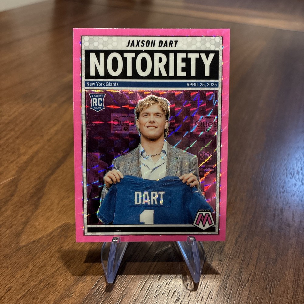 2025 Panini Mosaic Rookie Notoriety Jaxson Dart #11 Pink Prizm (RC) Giants
