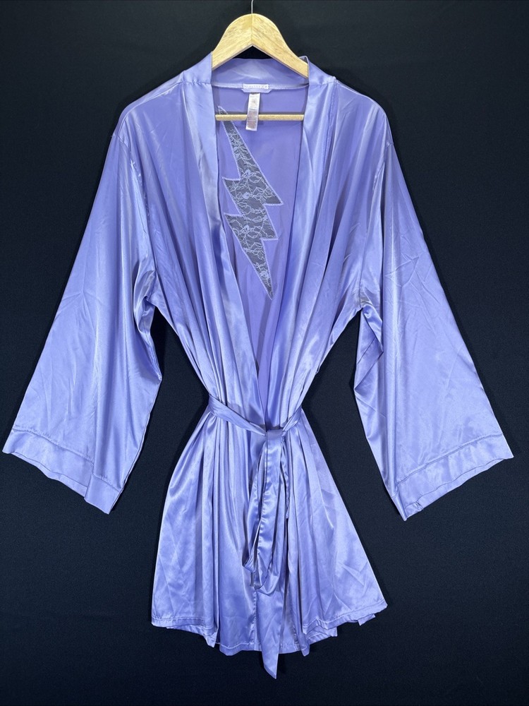 Savage X Fenty Satin Robe Womens XL/1X Purple Elegant Romantic Lounge Wear