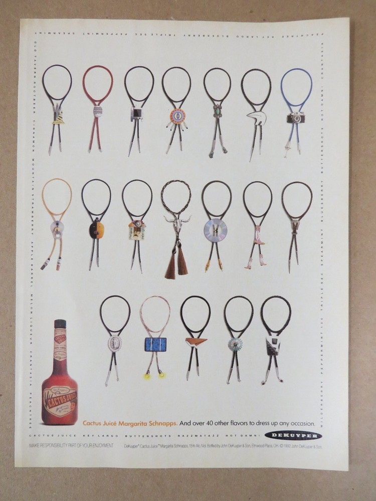 DeKuyper Liquor Full Page Ad 1992 Cactus Juice Margarita Schnapps Bolone