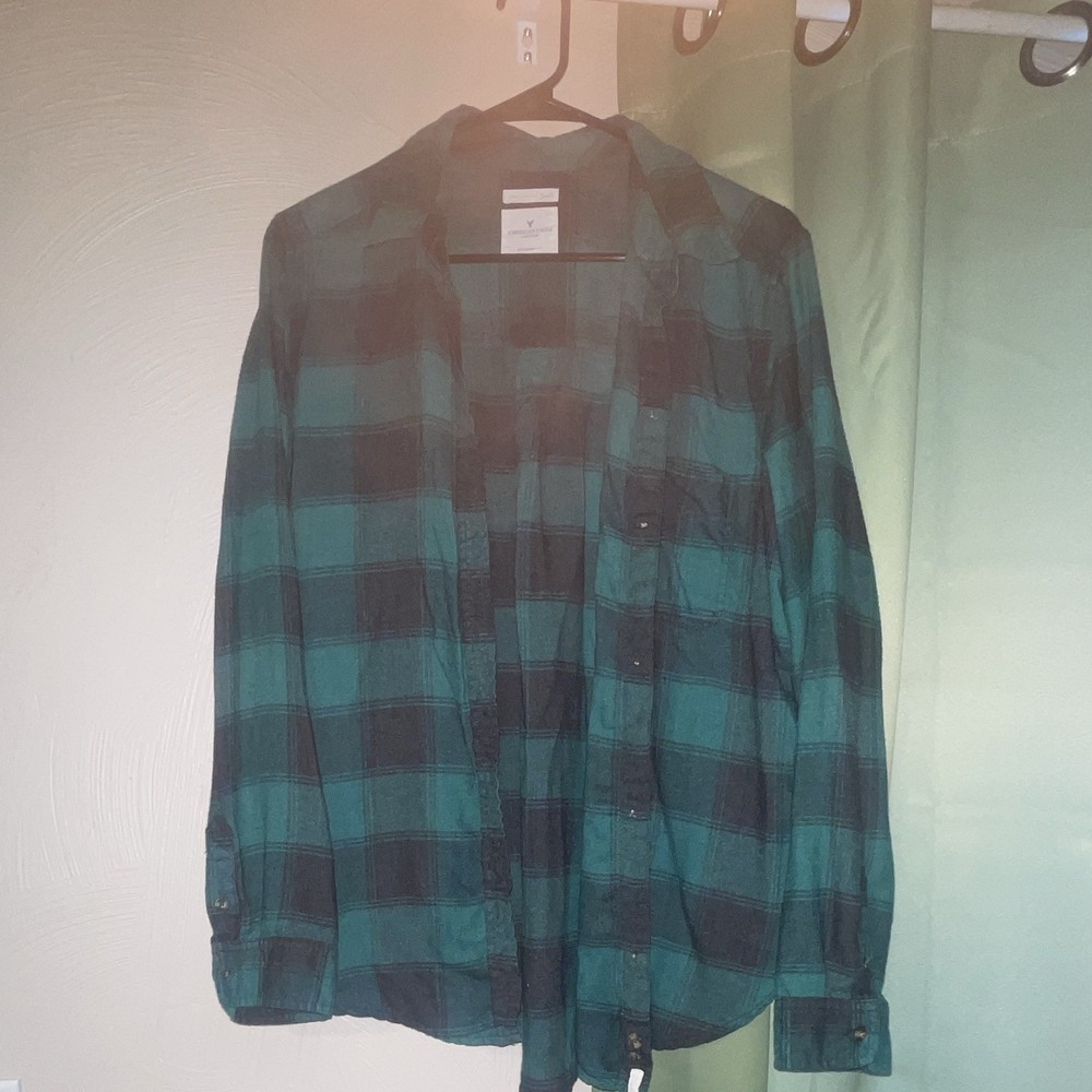 American Eagle Outfitters Boyfriend Fit Flannel Plaid Button-Up Shirt Mens M
