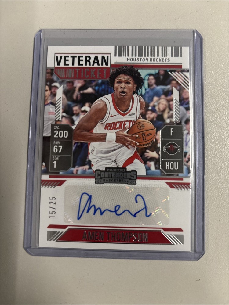 2024-25 Panini Silhouette Amen Thompson #VST-AMN Veteran Ticket Auto Rockets /25