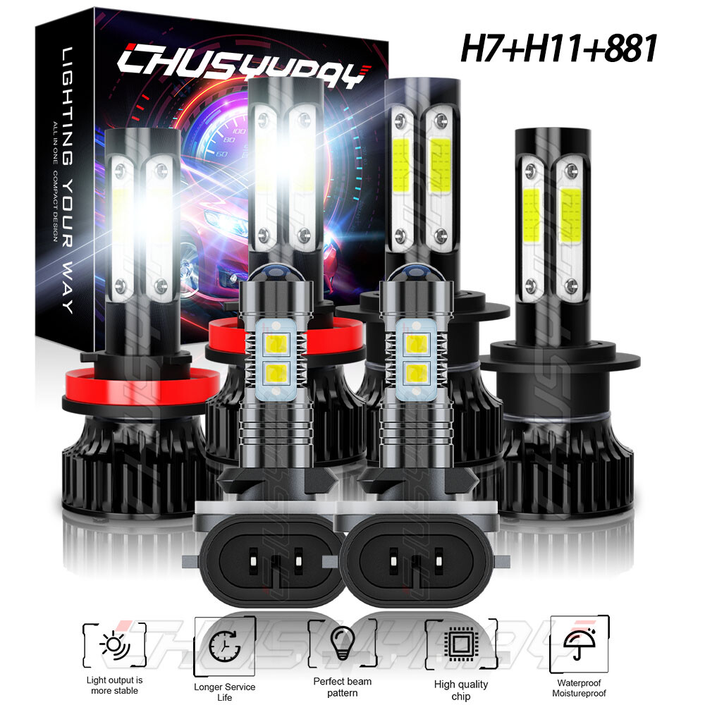 For Hyundai Elantra 2013-2018 Combo LED Headlight Hi Lo Beam Fog Light 6x Bulbs