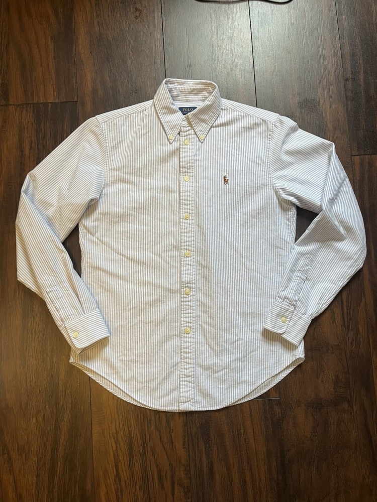 Polo Ralph Lauren Mens Blue White Striped Button Down Oxford Shirt Size S Preppy