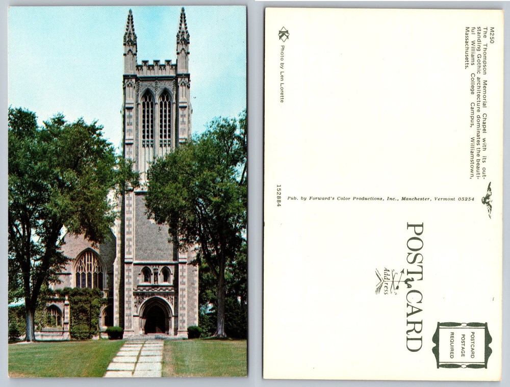 Thompson Memorial Chapel Williams College Williamstown MA Postcard