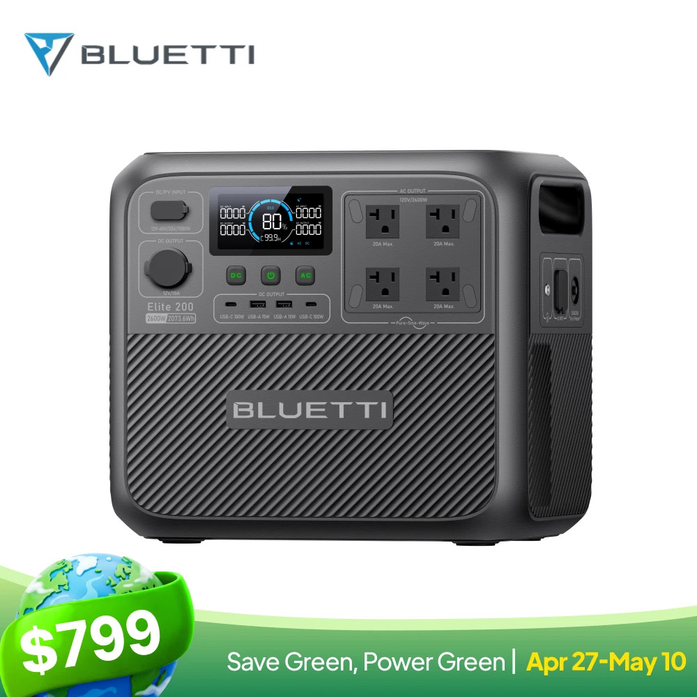 BLUETTI Elite 200 V2 2600W 2073.6Wh Portable Power Station LiFePO4 for Camping✨96% AC Efficiency✨️EV-Grade Battery-image