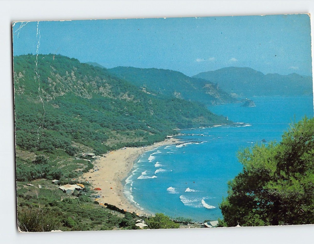 Postcard Aerial View Kontogialos Beach Corfu Greece