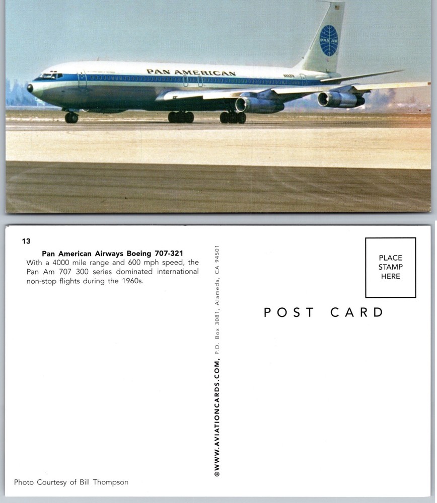 Pan American Boeing 707 Jet Postcard