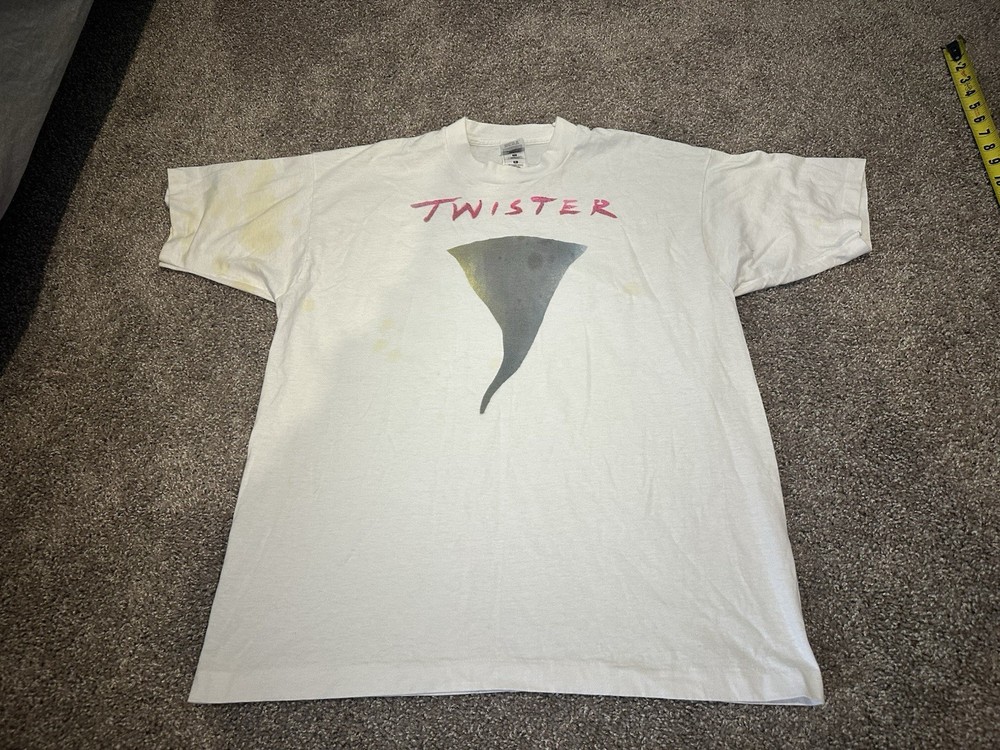 Vintage 1996 Twister Movie Promo Shirt Size XL White RARE Tornado Single Stitch