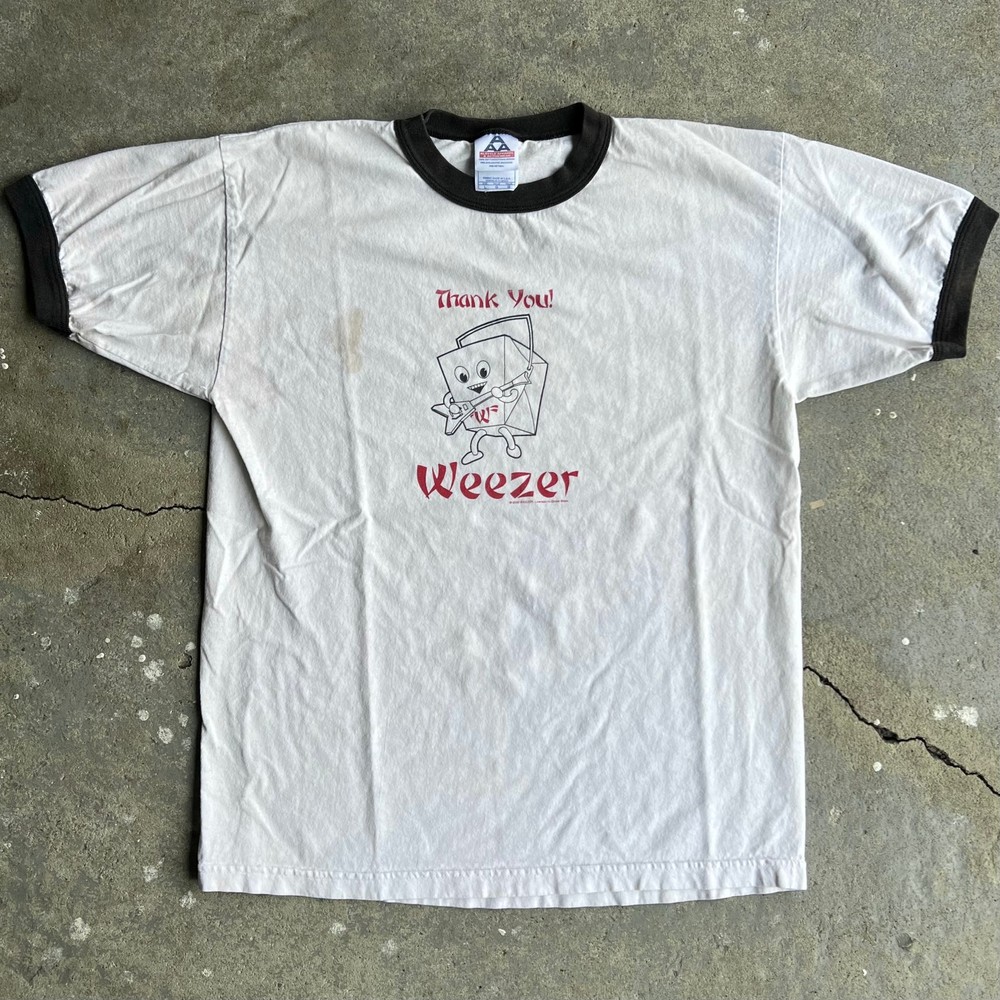 Vintage Y2K Weezer Band Ringer Graphic Tee Retro 90s Rock T-Shirt