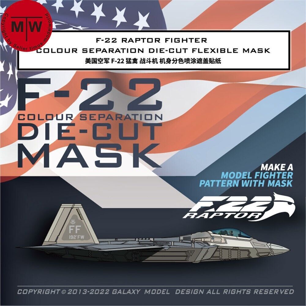 1/48 F-22 Raptor Fighter Color Separation Flexible Mask for Hasegawa 52293 Model