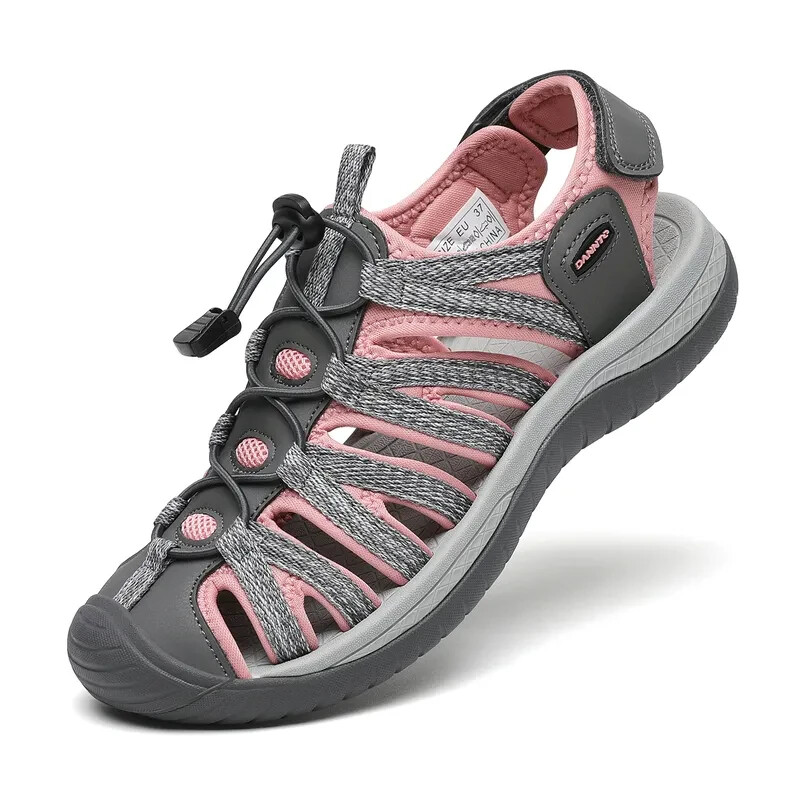 Dannto Women's US 6 Grey Pink Closed Toe Hiking Water Sandals
