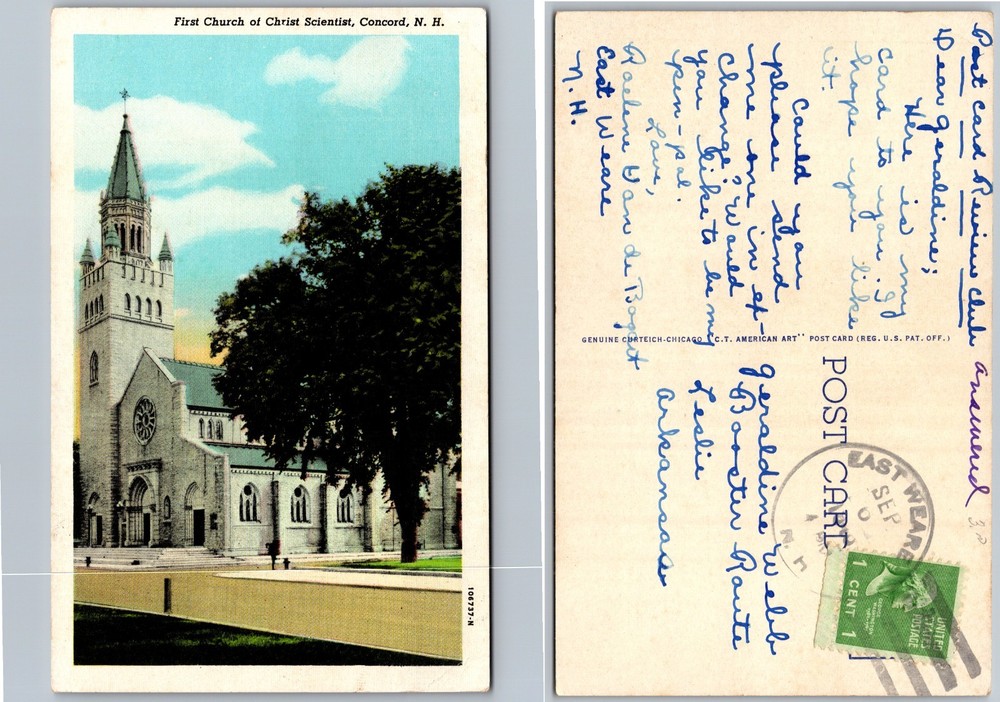 First Church Christ Scientist Concord New Hampshire Postcard