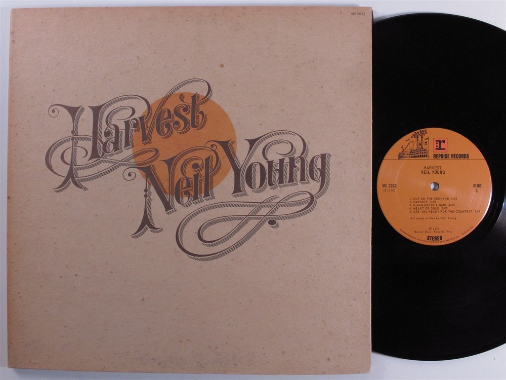 NEIL YOUNG Harvest REPRISE LP blotter gatefold with lyric poster d