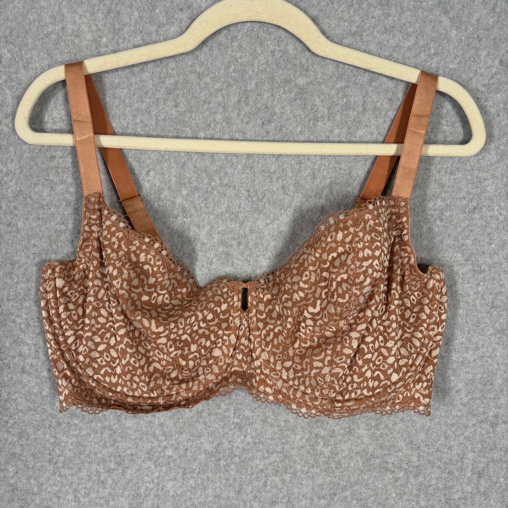 Skarlett Blue Bra 40DDD Tan Balconette Lace Underwire Unlined 336221 NEW $62