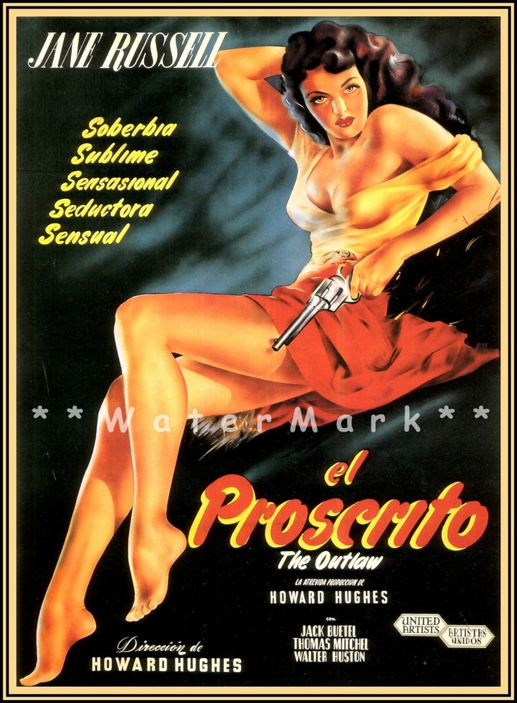 Outlaw 1943 The Story Of Billy The Kid Film Mexico Vintage Poster Print Western