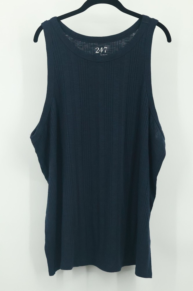 24/7 Maurices Womens Plus Size 4X Navy Blue Ribbed Tank Top Stretch Sleeveless