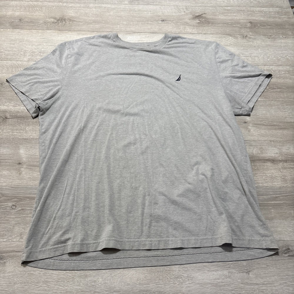 Nautica Gray T Shirt Men 3XL Short Sleeve Casual Logo Tee Cotton Blend