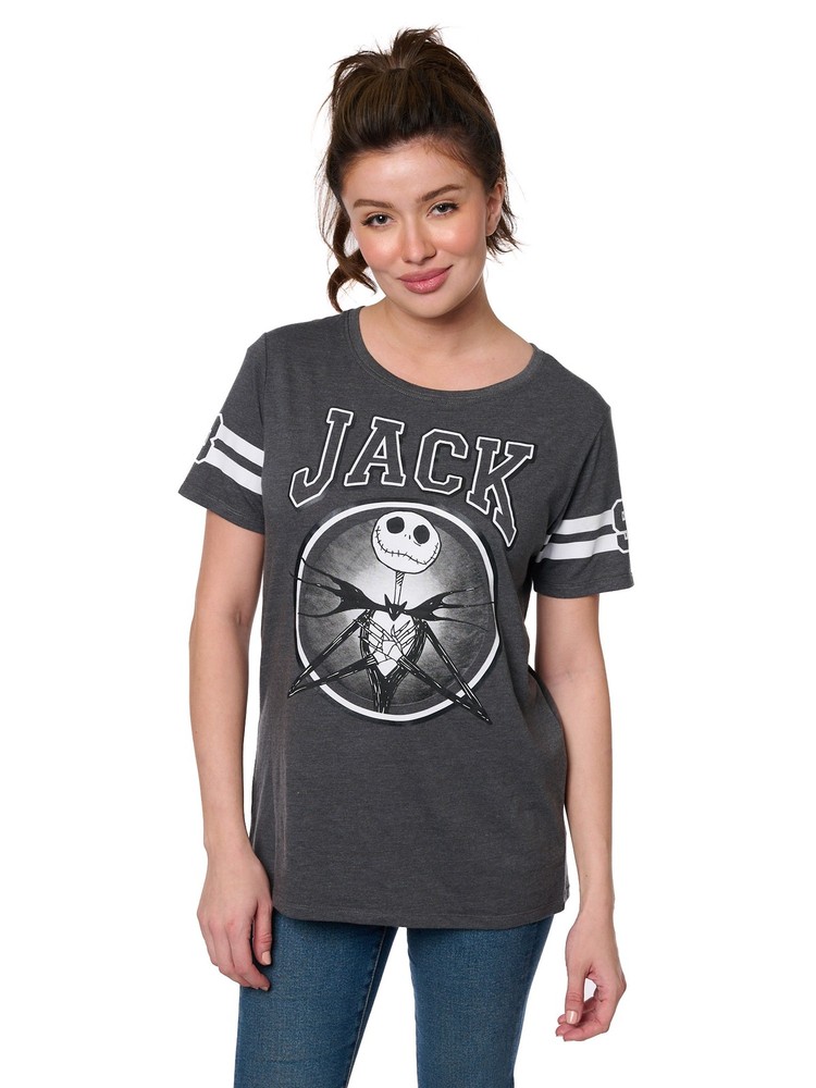Disney Women's Jack Skellington T-Shirt, Striped Nightmare Before Christmas