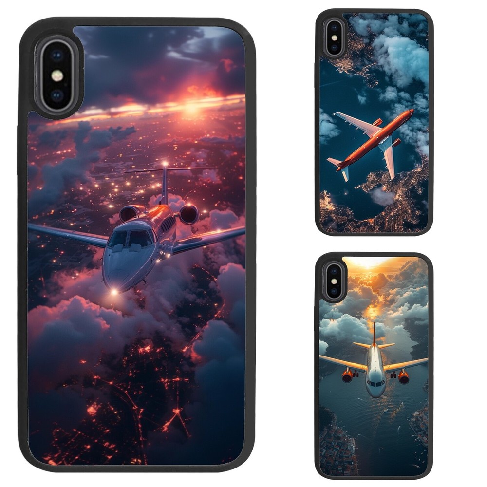 plane jet fly over City For iPhone XS XR 6 7 8 Plus SE 2nd 3rd TPU Phone