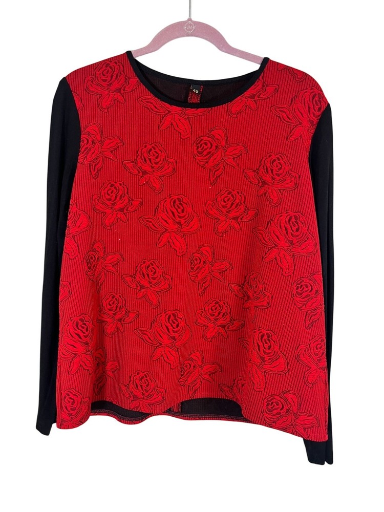 Retro Floral Striped Crop Top 29 Red Metallic Vampire Whimsical Witchy Chic 80s