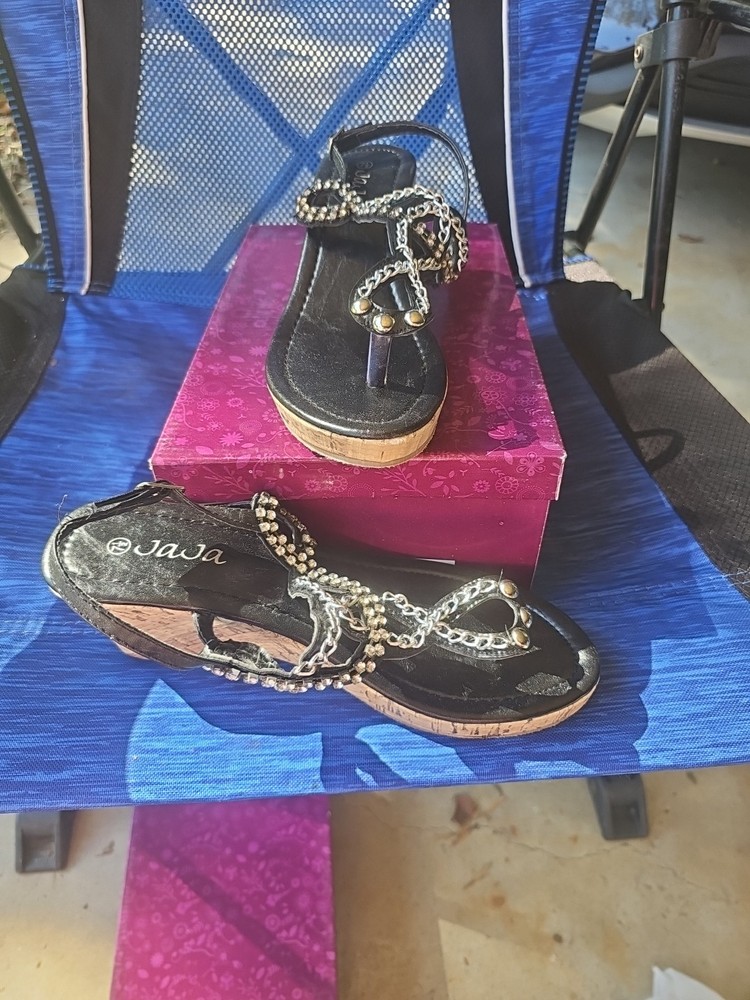 Women's Java Black Wedge Sandles Size 7.5 New In Box