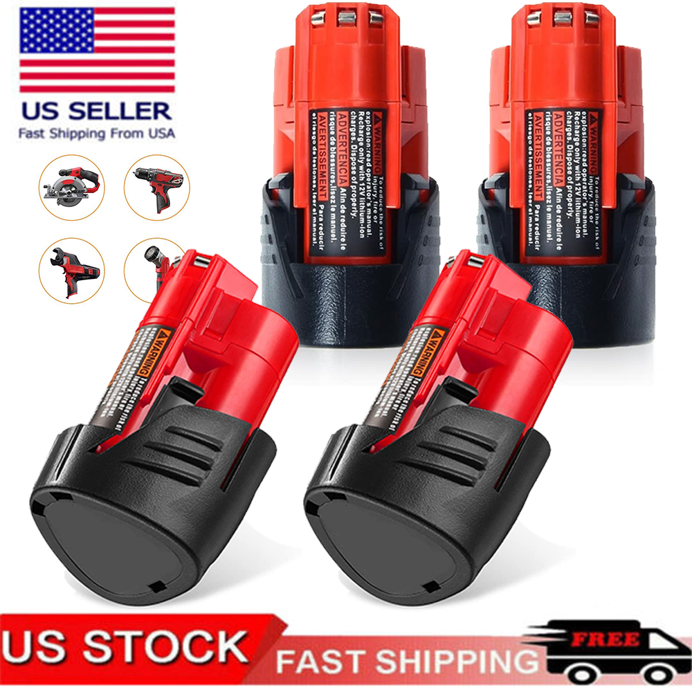4PACK Milwaukee M12 12V Lithium Battery 48-11-0140 High Capacity USA Made