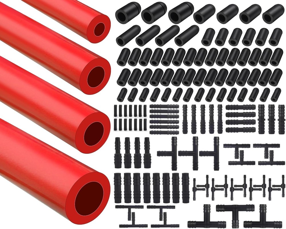 5FT Automotive Silicone Vacuum Hose Kit with 5/32 1/4 5/16 1/2 Sizes and 115PC Fittings