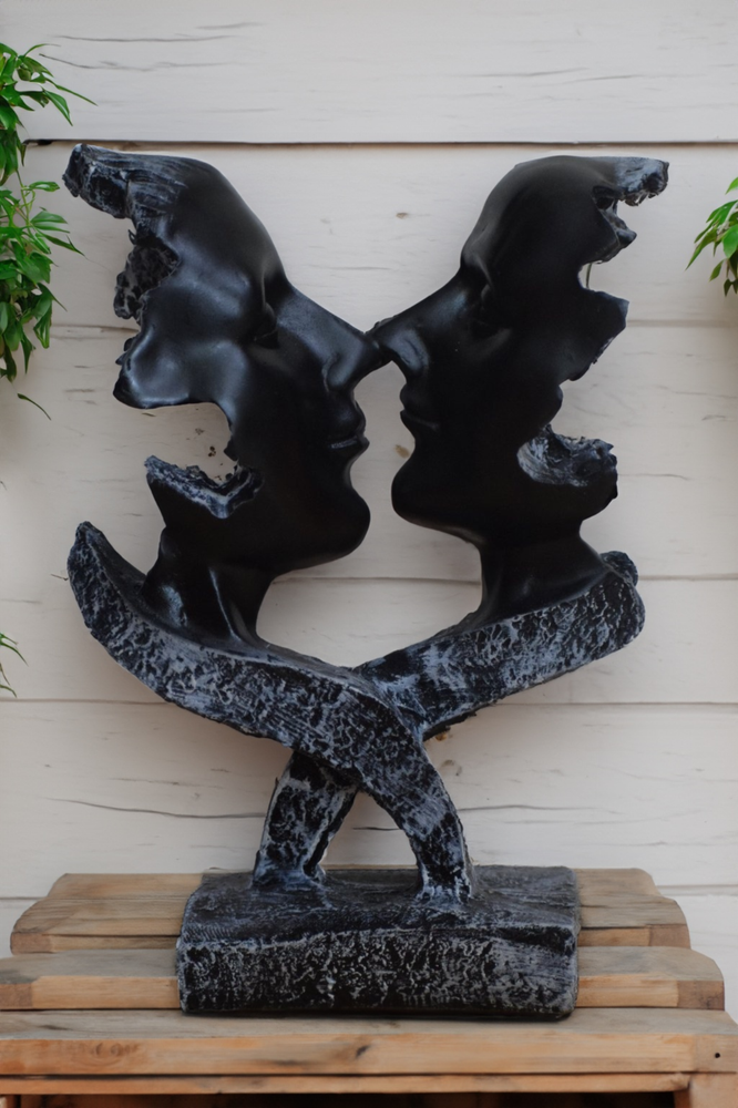 Hand Crafted Modern Art Abstract Couple Face Statue II Home Decor Item II Gift