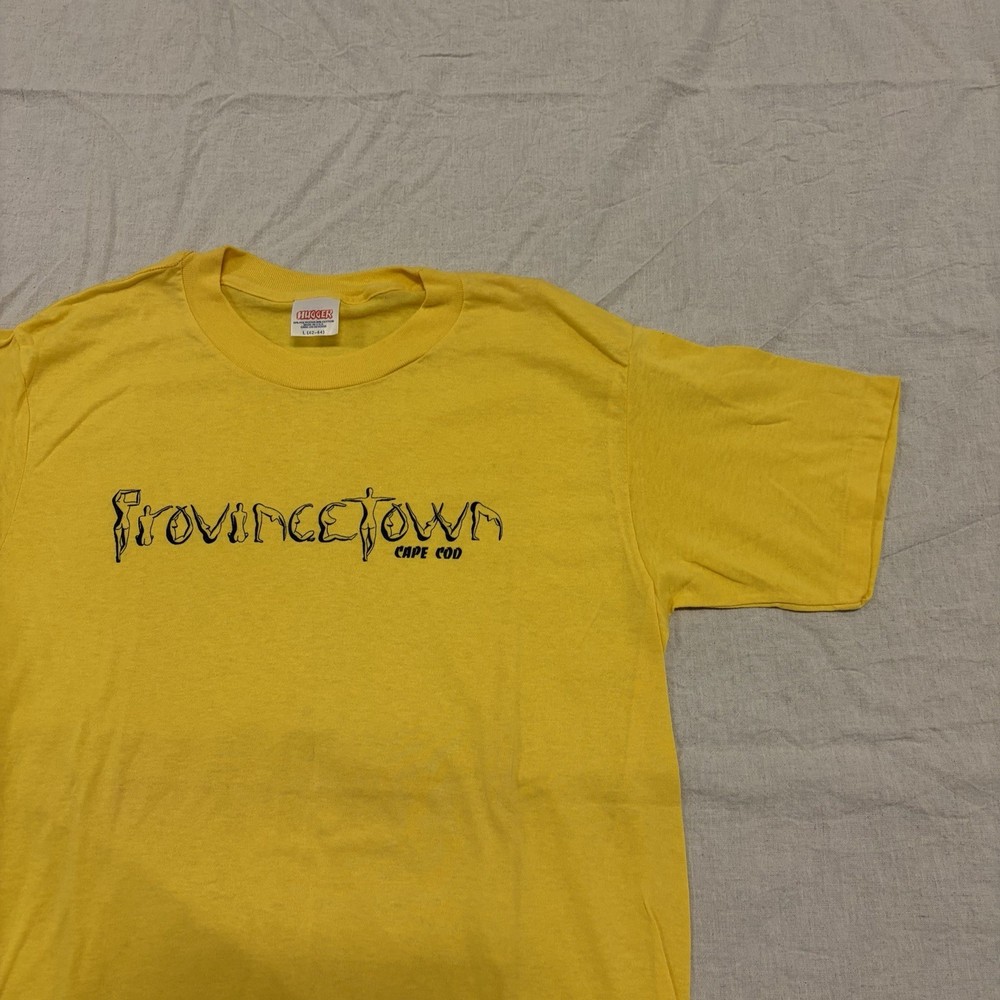 Vintage Provincetown Cape Cod Shirt Mens L Yellow 80’s Naked LGBTQ Pride