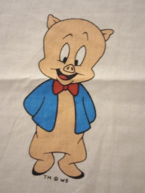 looney tunes porky pig fun fabric large print 6 x 3 inch 1pc new