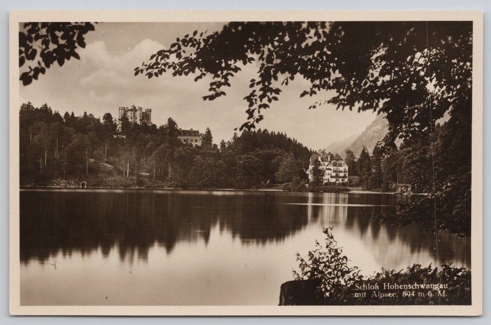 Schloss Hohenschwangau Castle Alpsee RPPC Germany Postcard Gebr. Metz