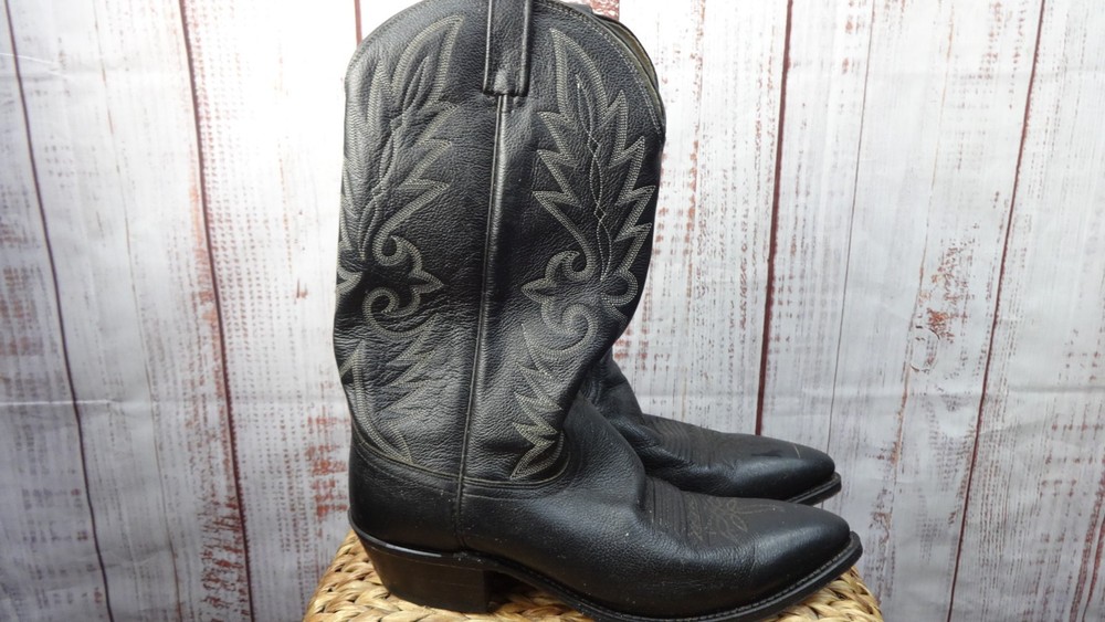 Dan Post 110R Milwaukee Black Leather Cowboy boots Western Rancher Men's sz 12B