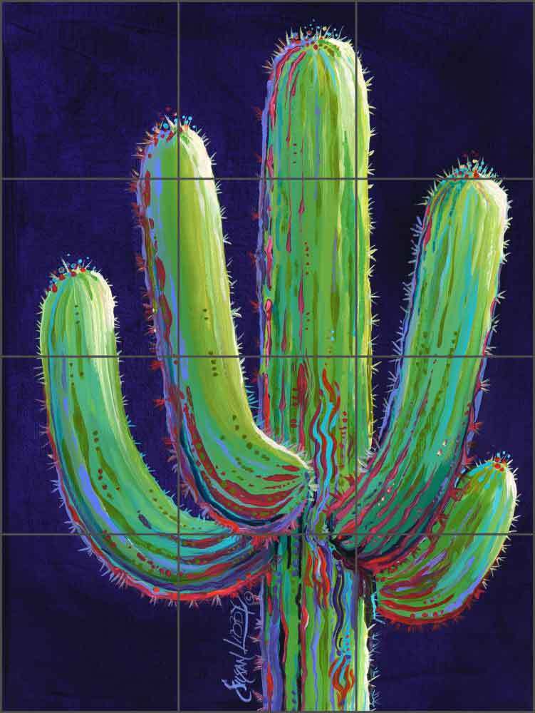 Ceramic Tile Mural Kitchen Backsplash Libby Southwest Cactus Art SLA044