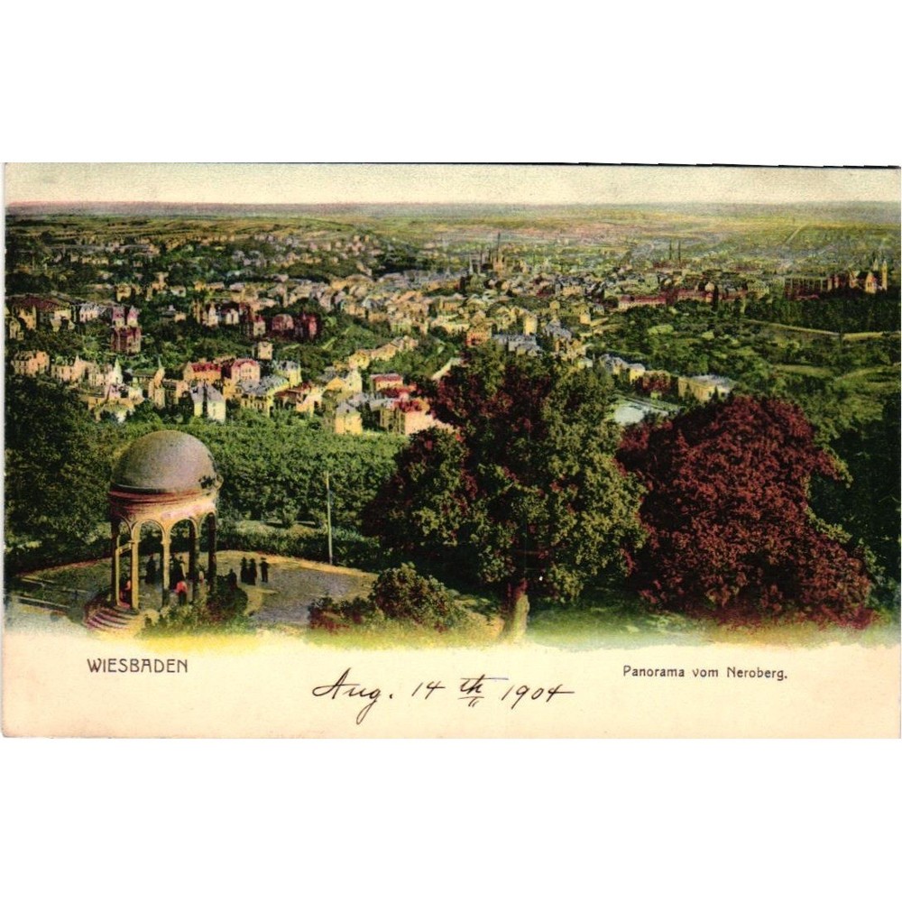 Wiesbaden Germany Panorama vom Neroberg Antique Postcard 1904 Undivided Litho